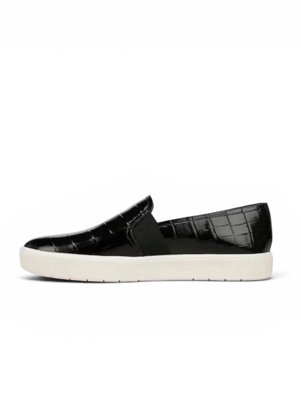 Vince Women’s Black Preston Croc Embossed Leathers Slip-On Sneaker Size 7